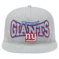 Casquette de golf ajustable en velours côtelé New Era pour homme, motif New York Giants, gris