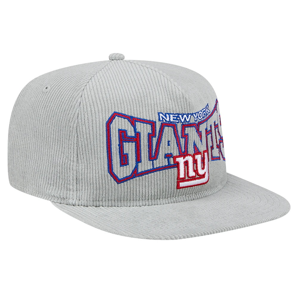 Casquette de golf ajustable en velours côtelé New Era pour homme, motif New York Giants, gris