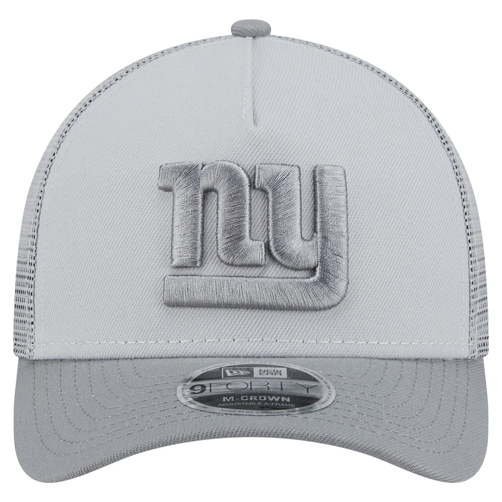 Men's New Era Gray New York Giants Domain A-Frame Trucker 9FORTY Adjustable Hat