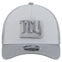 Men's New Era Gray New York Giants Domain A-Frame Trucker 9FORTY Adjustable Hat