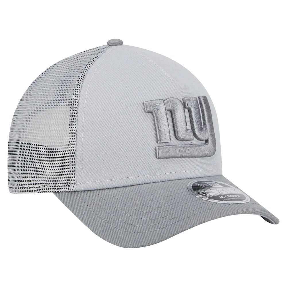 Men's New Era Gray New York Giants Domain A-Frame Trucker 9FORTY Adjustable Hat