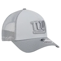 Men's New Era Gray New York Giants Domain A-Frame Trucker 9FORTY Adjustable Hat