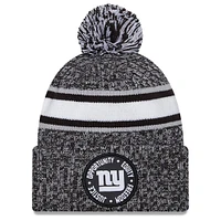 Bonnet en tricot à revers New Era Heather Black New York Giants 2023 Inspire Change pour hommes avec pompon