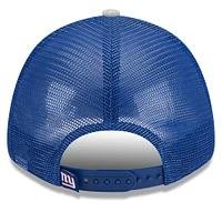 Casquette réglable New Era gris chiné/royal New York Giants Pop Trucker 9FORTY pour hommes