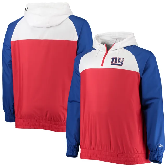 New Era Red New England Patriots Big & Tall Throwback Colorblock Raglan Pullover Hoodie