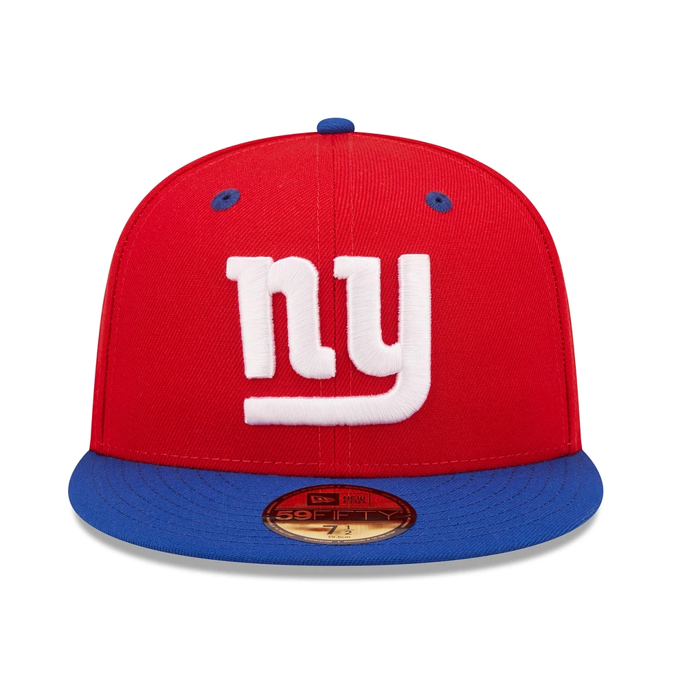 Casquette ajustée 59FIFTY New Era Red/Royal York Giants Flipside 2Tone pour homme