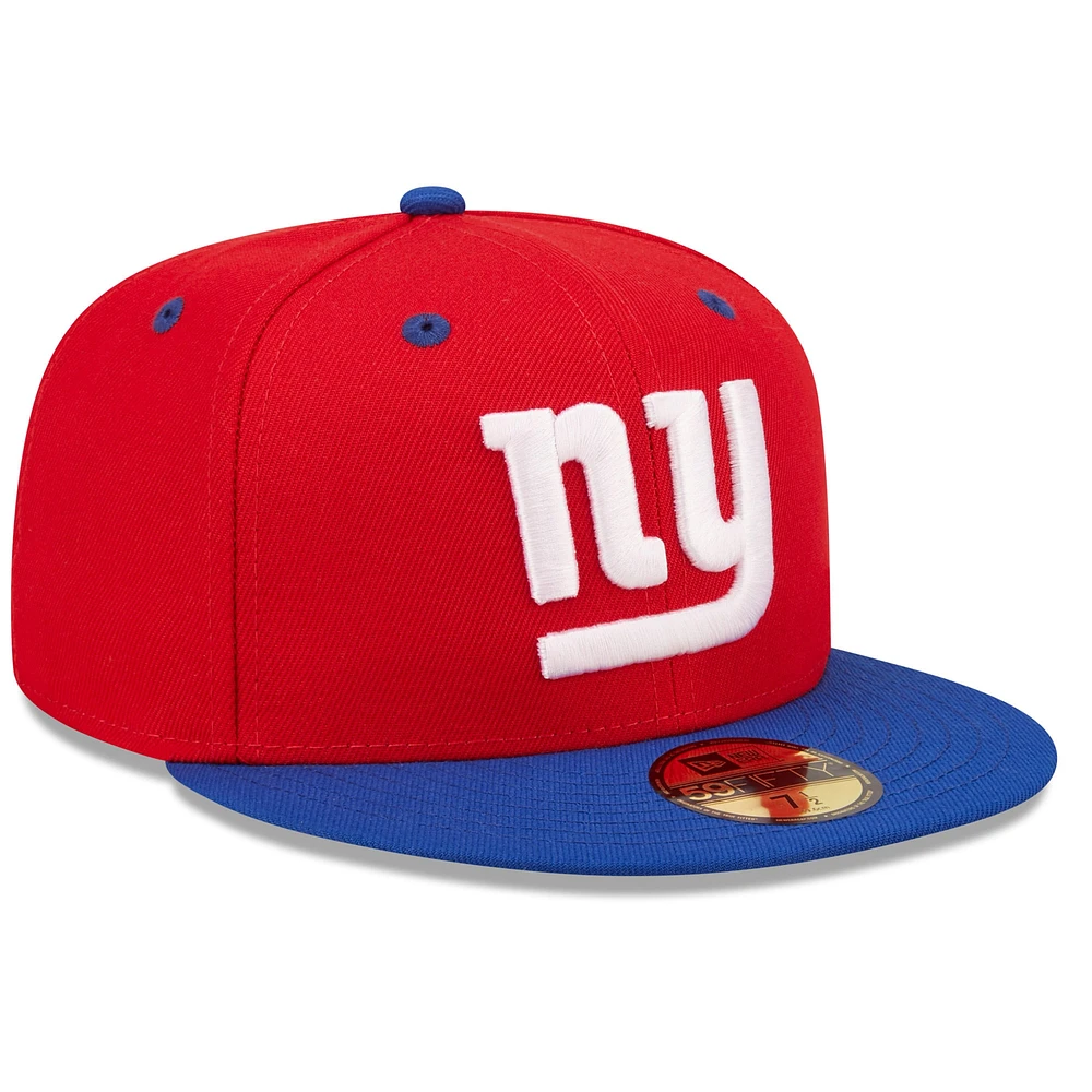 Casquette ajustée 59FIFTY New Era Red/Royal York Giants Flipside 2Tone pour homme