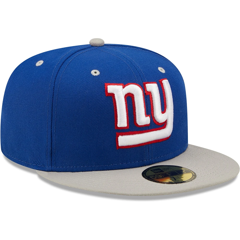 Casquette ajustée 59FIFTY New Era Royal/Grey York Giants Flipside 2Tone pour homme