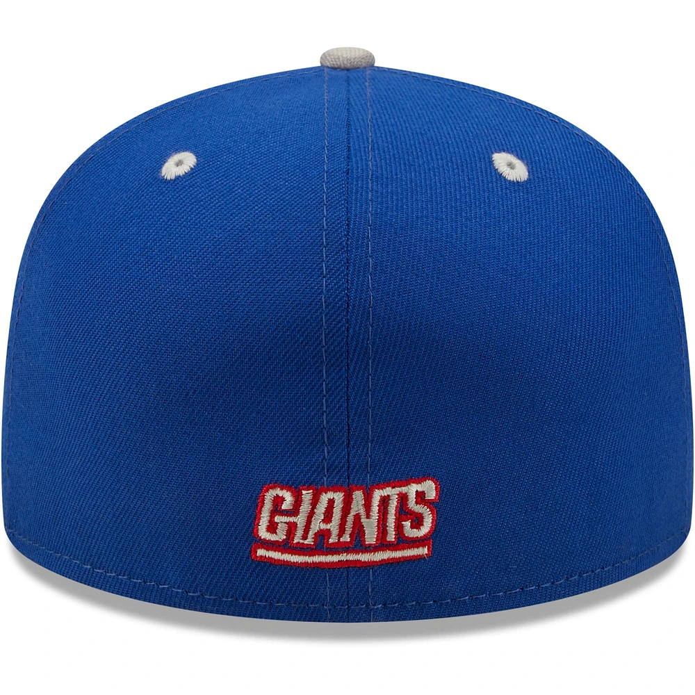 Casquette ajustée 59FIFTY New Era Royal/Grey York Giants Flipside 2Tone pour homme