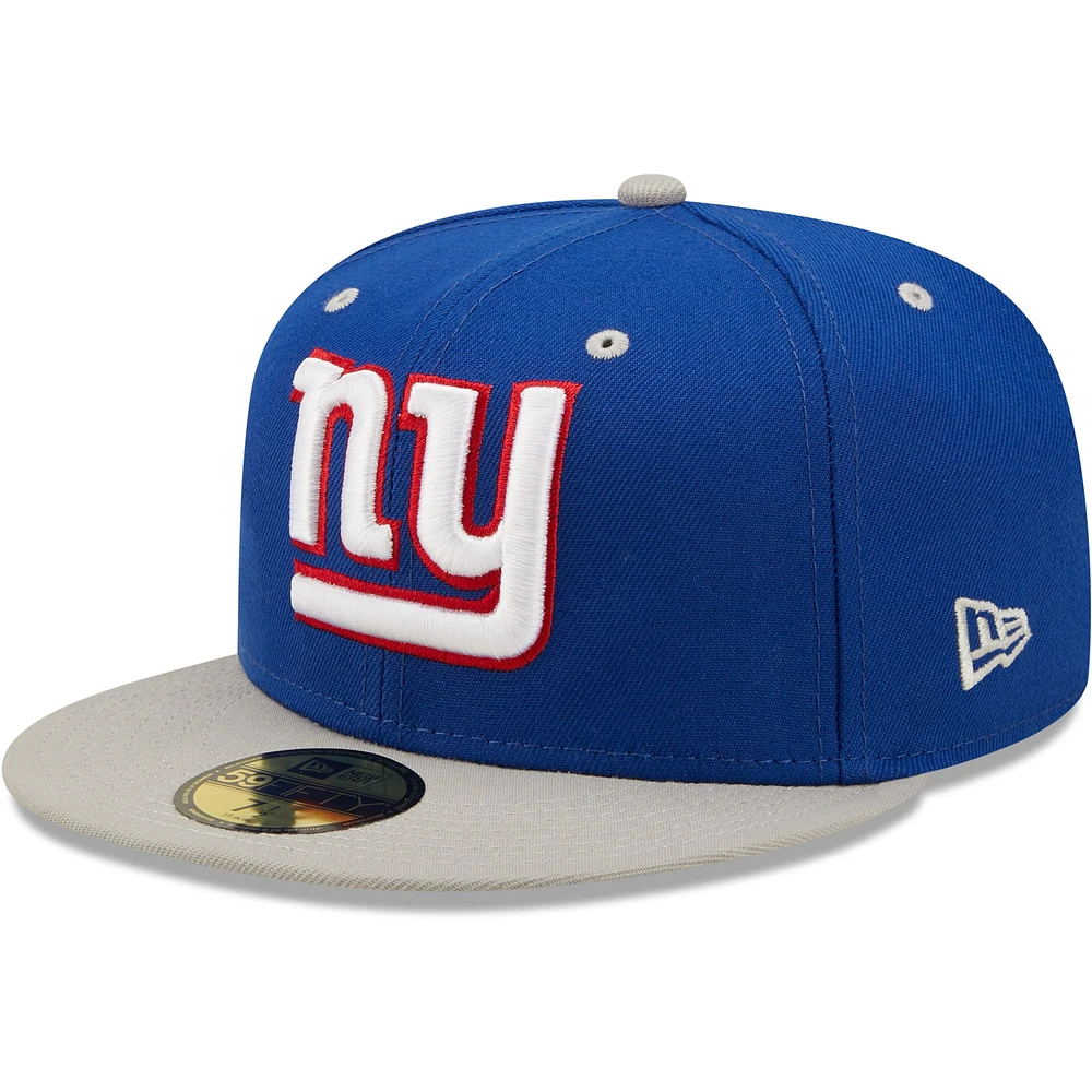 Casquette ajustée 59FIFTY New Era Royal/Grey York Giants Flipside 2Tone pour homme