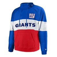 Sweat à capuche raglan New Era Royal/Red York Giants Big & Tall Current Team en molleton blocs de couleurs pour homme