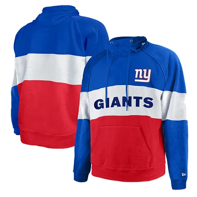 Sweat à capuche raglan New Era Royal/Red York Giants Big & Tall Current Team en molleton blocs de couleurs pour homme