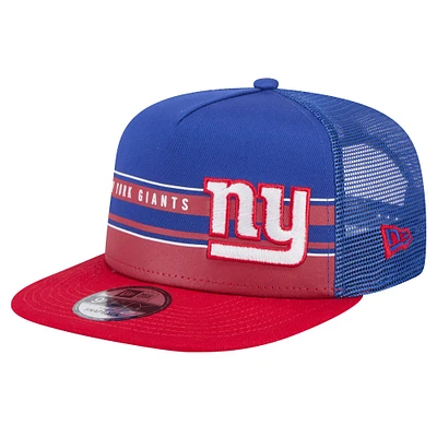 Men's New Era Royal/Red New York Giants Half Stripe Trucker A-Frame 9FIFTY Snapback Hat