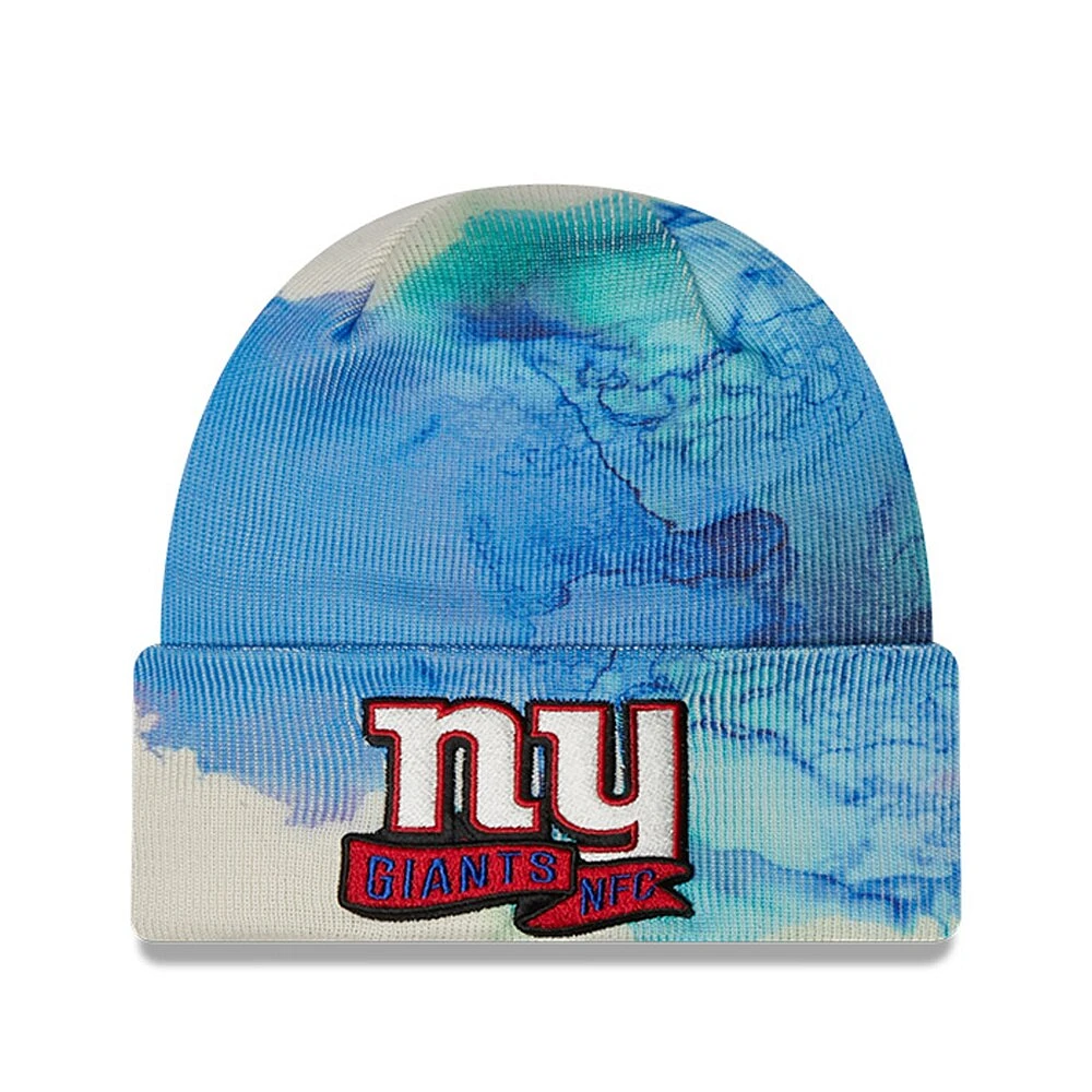 New Era Royal New York Giants 2022 Sideline pour homme - Bonnet en tricot à revers teint à l'encre