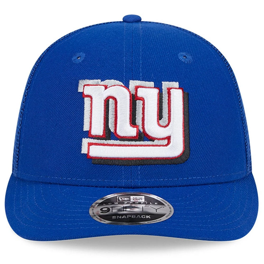 Casquette ajustable 9FIFTY Trucker Low Profile New Era Royal New York Giants 2024 NFL Draft pour homme