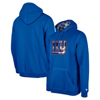 Men's New Era Royal York Giants 3rd Down Plaid Pullover Hoodie