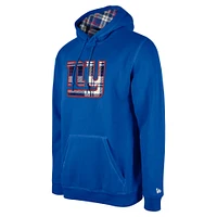 Sweat à capuche carreaux New Era Royal York Giants 3rd Down pour homme