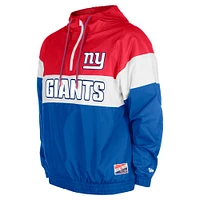 Men's New Era Royal York Giants 3rd Down Raglan Quarter-Zip Windbreaker Jacket