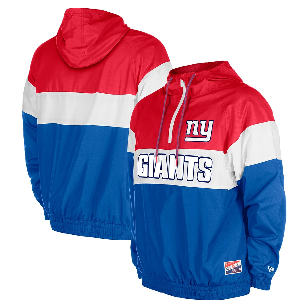 Men's New Era Royal York Giants 3rd Down Raglan Quarter-Zip Windbreaker Jacket