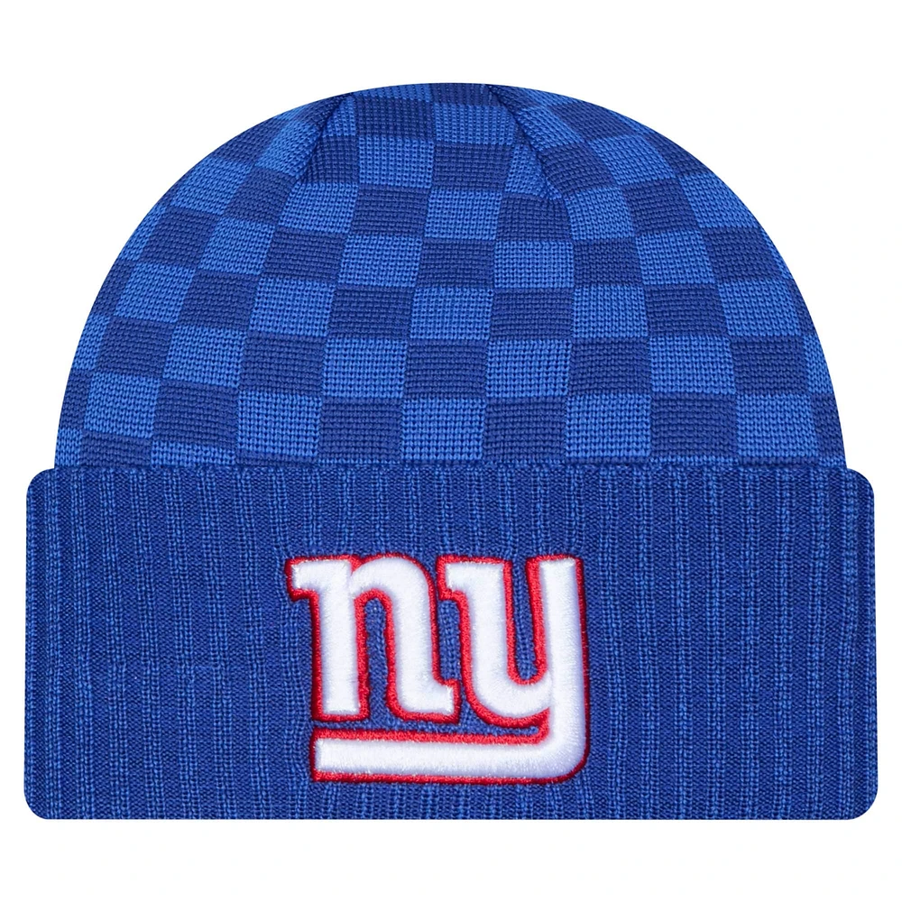 Men's New Era Royal New York Giants Checkered Cuffed Knit Hat