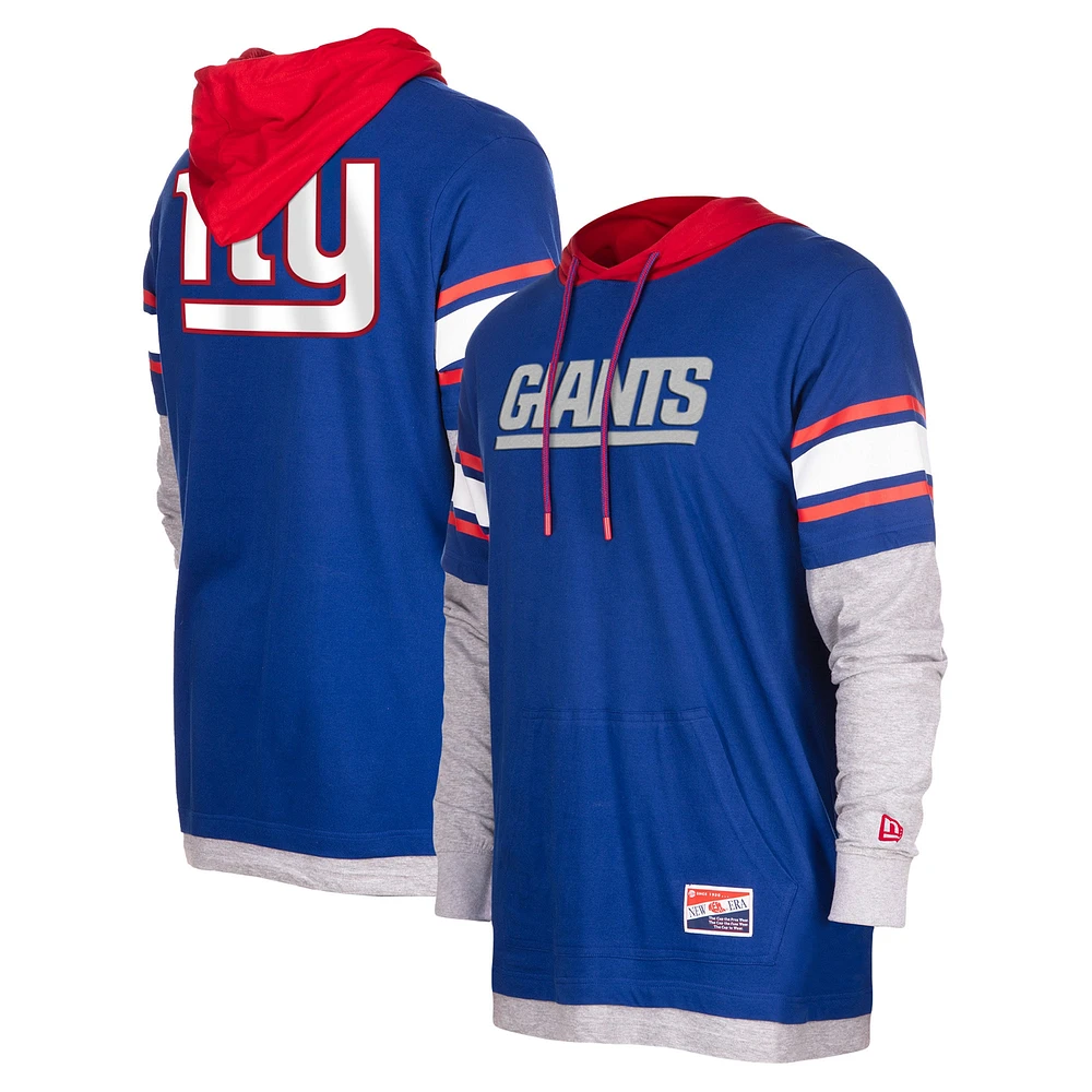 T-shirt à capuche manches longues New Era Royal York Giants Current Day pour homme