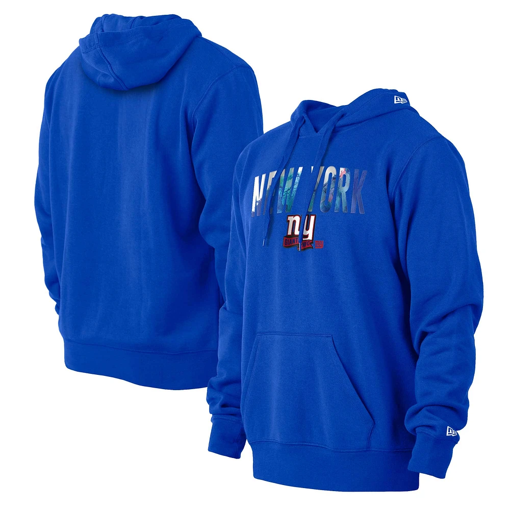 Men's New Era Royal York Giants Ink Dye Pullover Hoodie