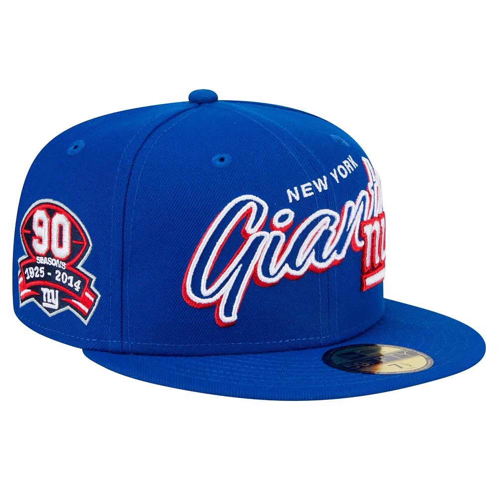 Casquette ajustée New Era Royal York Giants Script Sided 59FIFTY pour homme