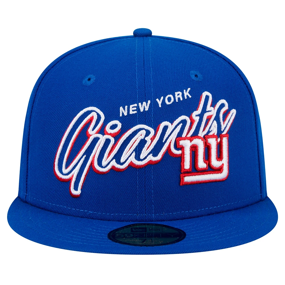 Casquette ajustée New Era Royal York Giants Script Sided 59FIFTY pour homme