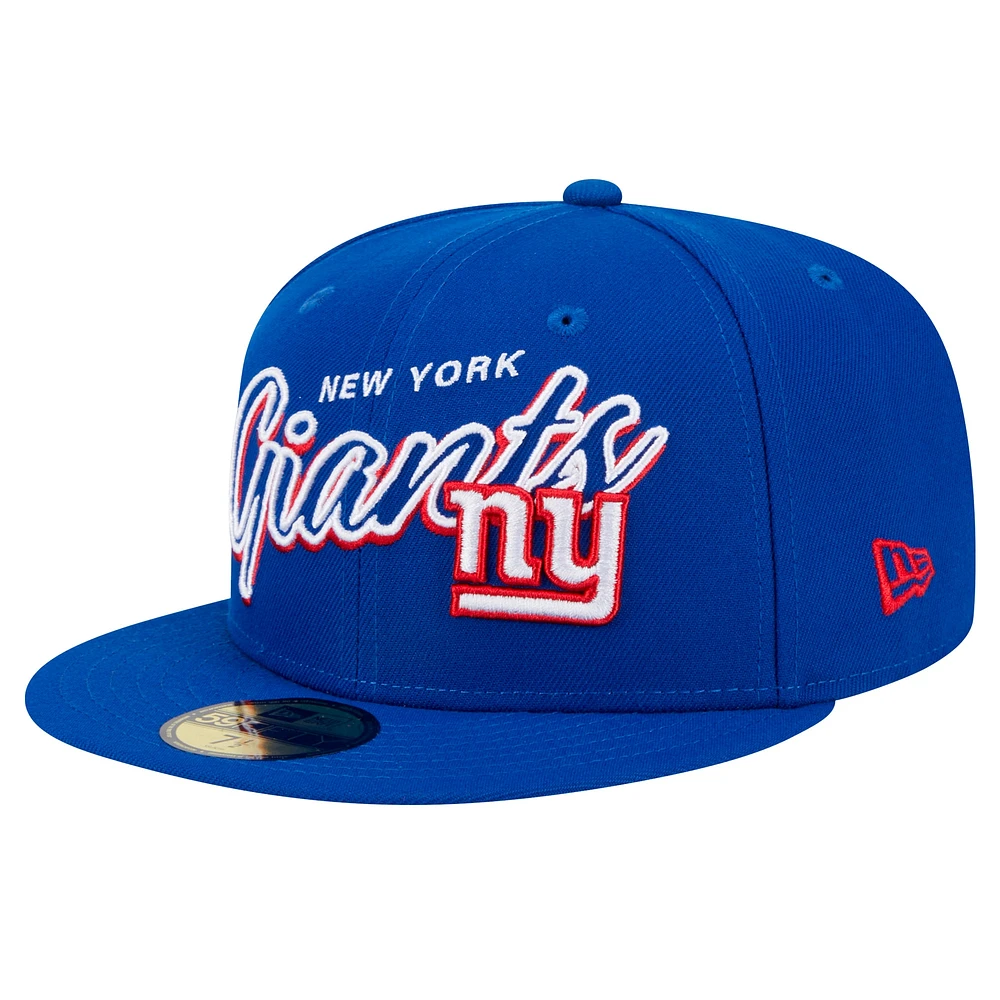 Casquette ajustée New Era Royal York Giants Script Sided 59FIFTY pour homme