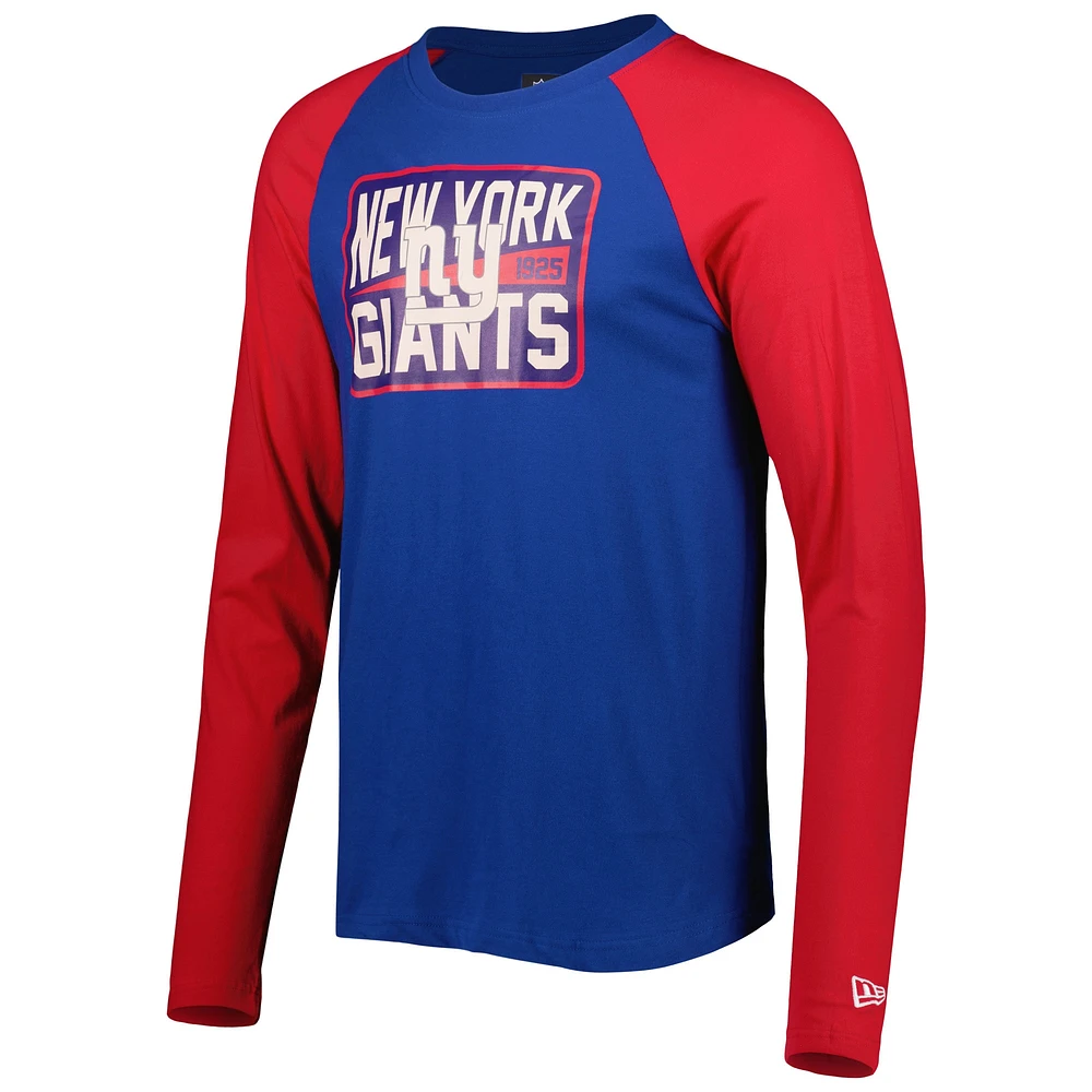 Men's New Era Royal York Giants Throwback Raglan Long Sleeve T-Shirt