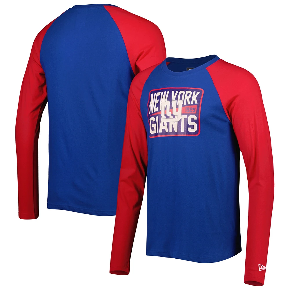 Men's New Era Royal York Giants Throwback Raglan Long Sleeve T-Shirt