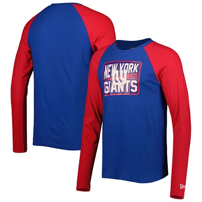 Men's New Era Royal York Giants Throwback Raglan Long Sleeve T-Shirt