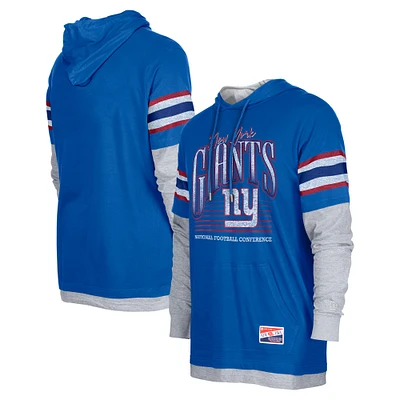 Men's New Era Royal York Giants Twofer Long Sleeve Hooded T-Shirt