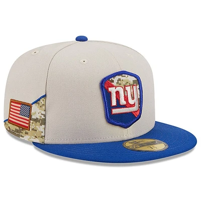 Casquette ajustée 59FIFTY New Era Stone/Royal York Giants 2023 Salute To Service pour hommes