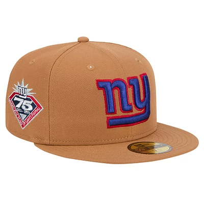 Men's New Era Tan York Giants Color Pack 59FIFTY Fitted Hat with Side Patch