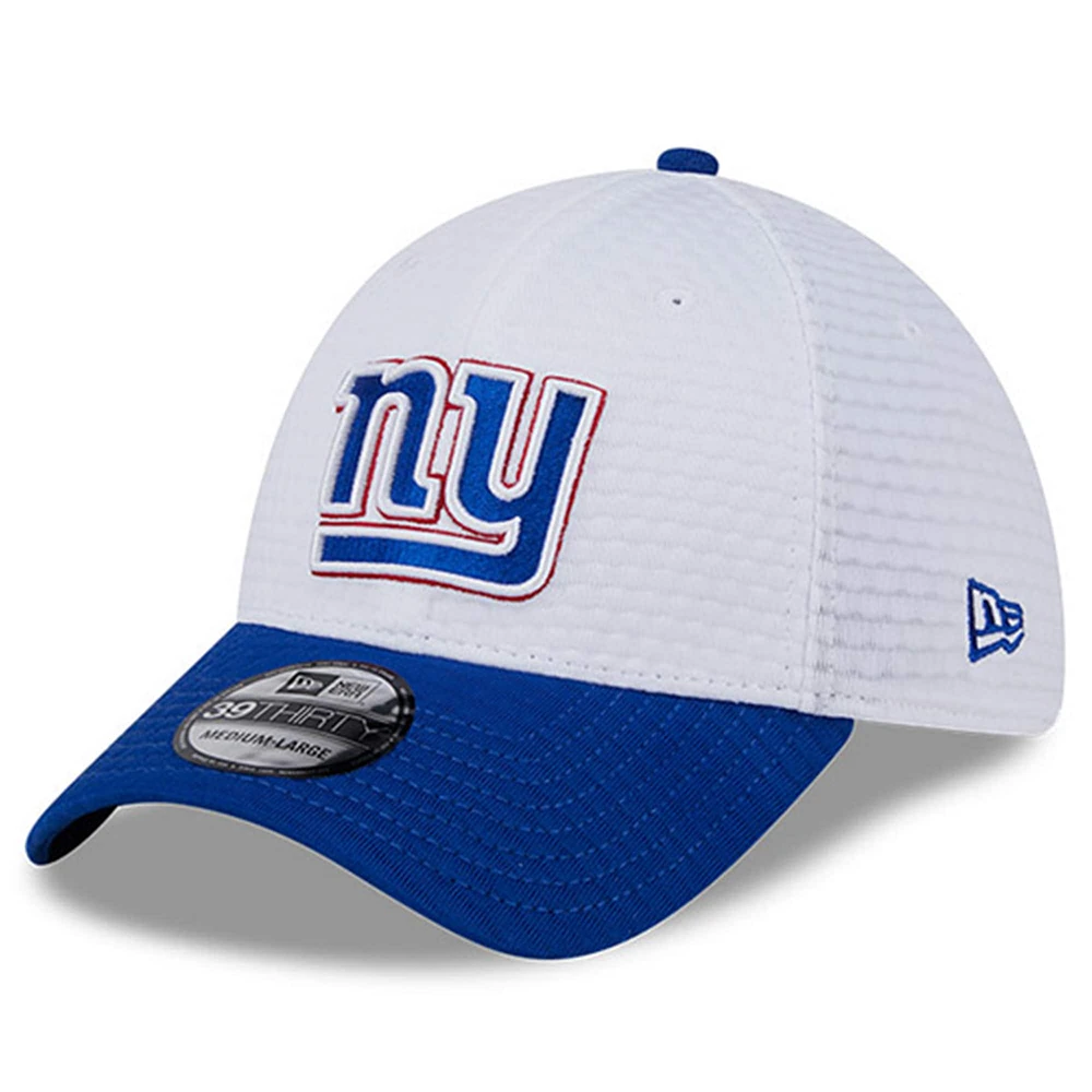 Men's New Era White/Royal York Giants 2024 NFL Training Camp 39THIRTY Flex Hat