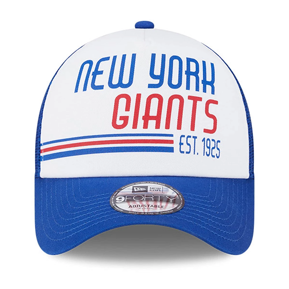 Casquette réglable 9FORTY Stacked A-Frame Trucker 9FORTY New Era pour hommes, blanc/royal, New York Giants