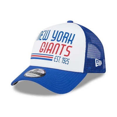 Casquette réglable 9FORTY Stacked A-Frame Trucker 9FORTY New Era pour hommes, blanc/royal, New York Giants