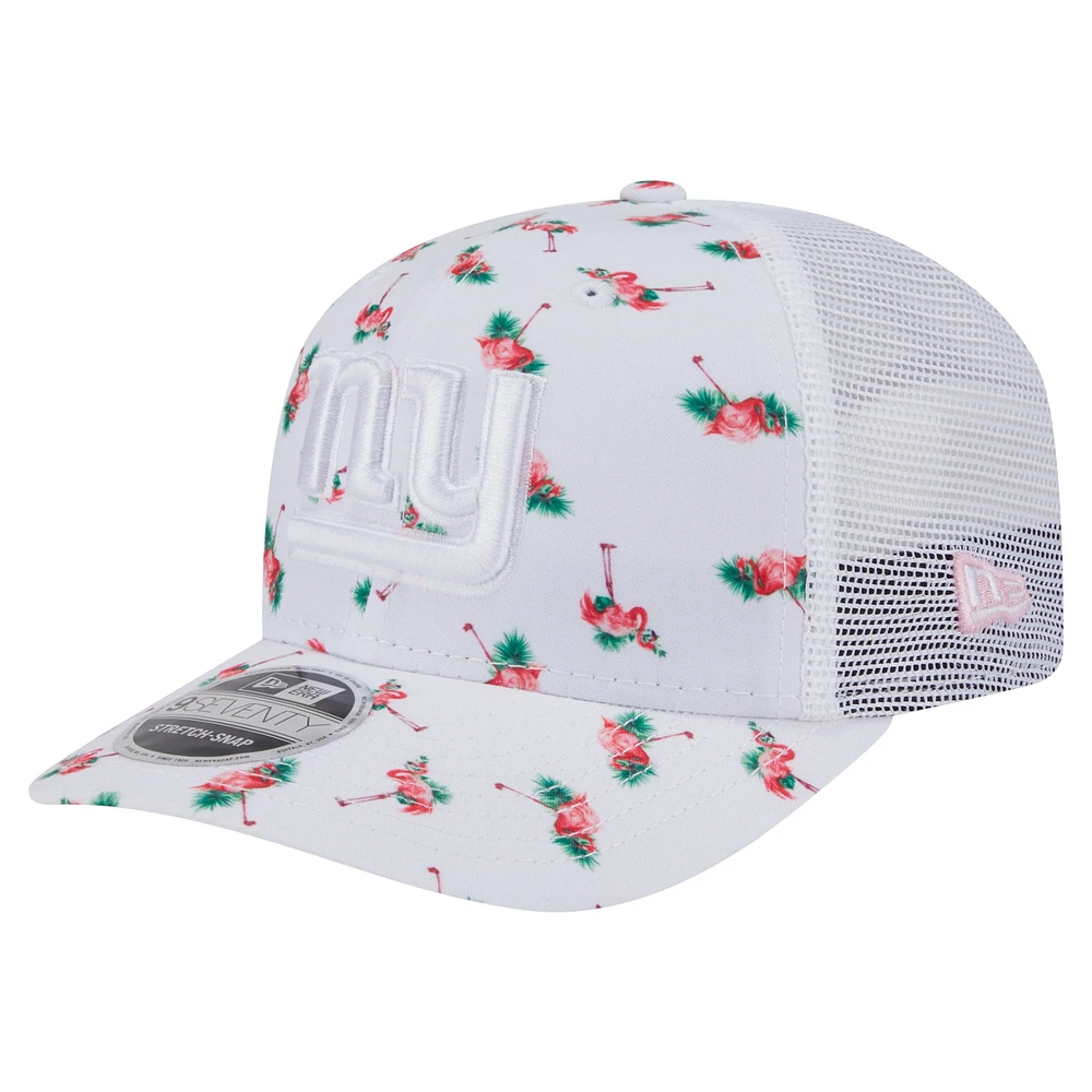 Men's New Era White New York Giants Adventure Flamingo Pattern 9SEVENTY Stretch-Snap Hat