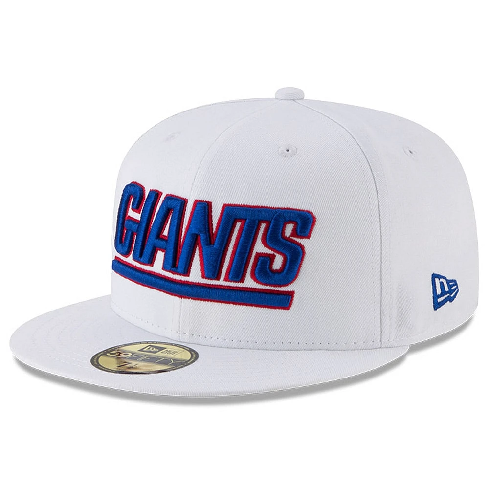 Men's New Era White York Giants Omaha Throwback 59FIFTY Fitted Hat