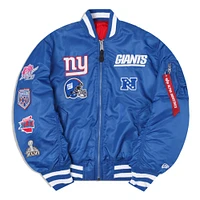 Men's New Era x Alpha Industries Royal York Giants Reversible Full-Zip Bomber Jacket