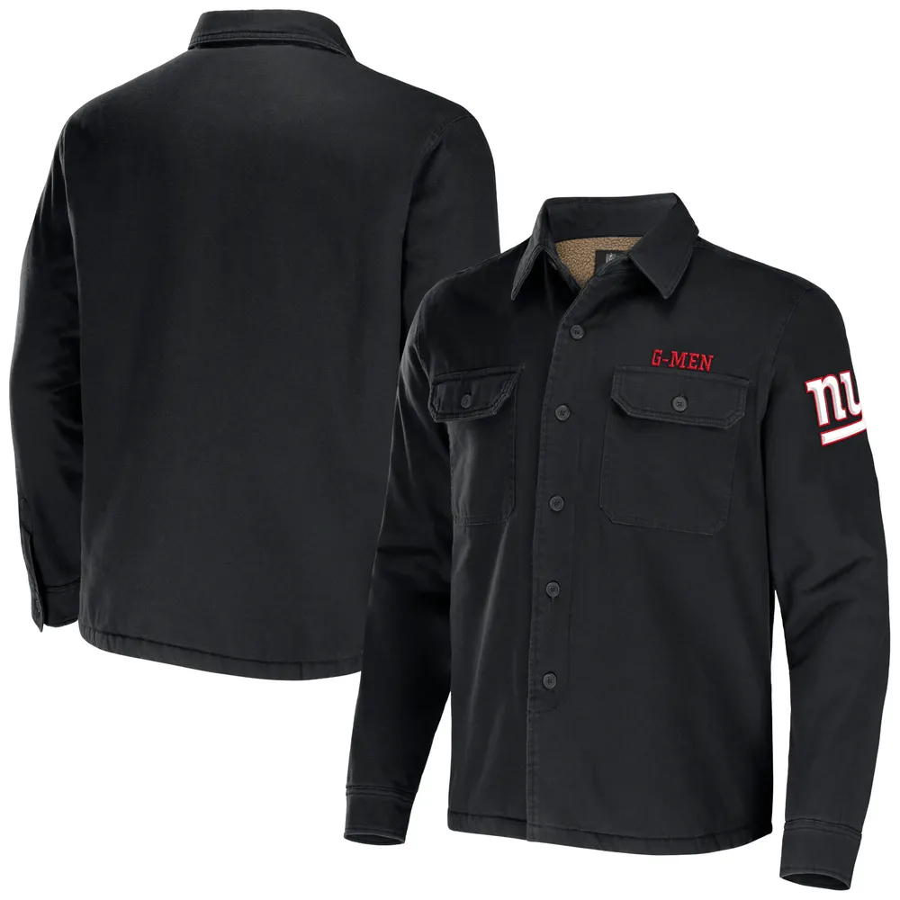 Collection NFL x Darius Rucker pour homme par Fanatics - Veste-chemise boutonnée en toile noire des Giants de New York