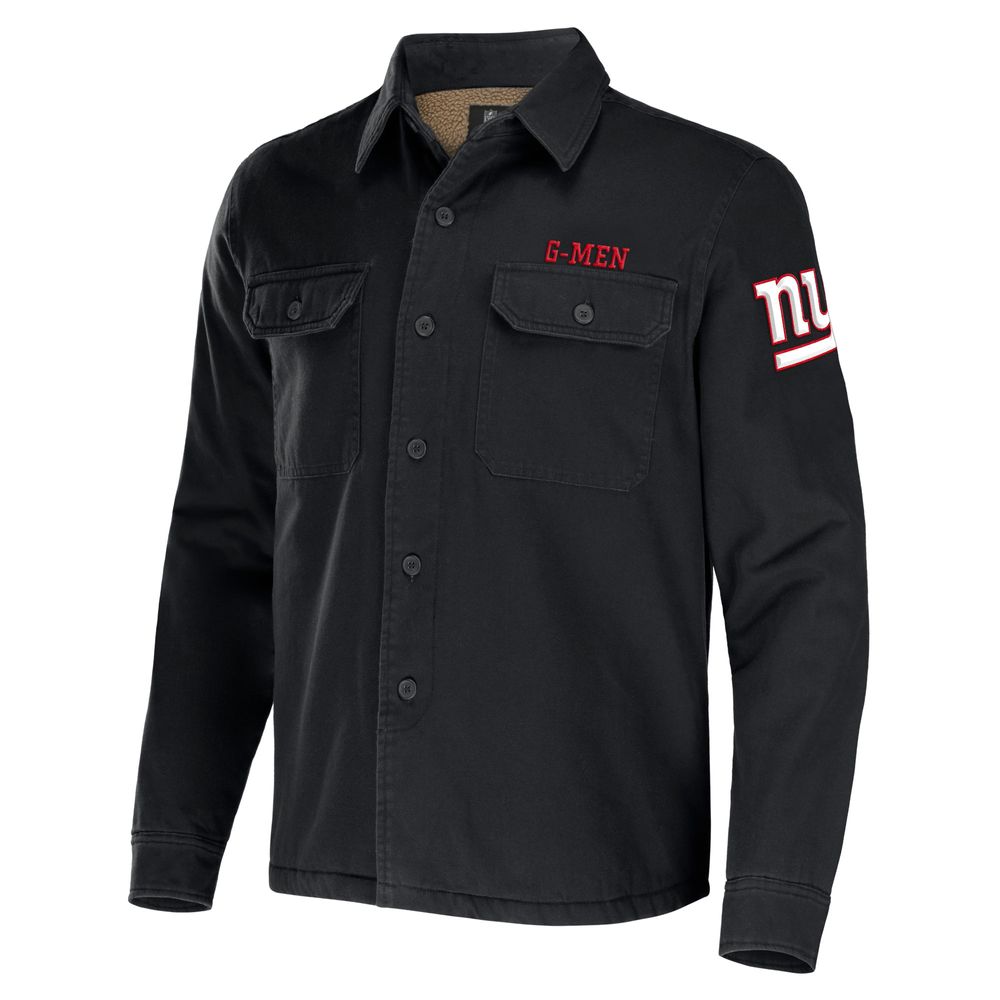 Men's NFL x Darius Rucker Collection by Fanatics Black New York Giants Canvas Button-Up Shirt Jacket