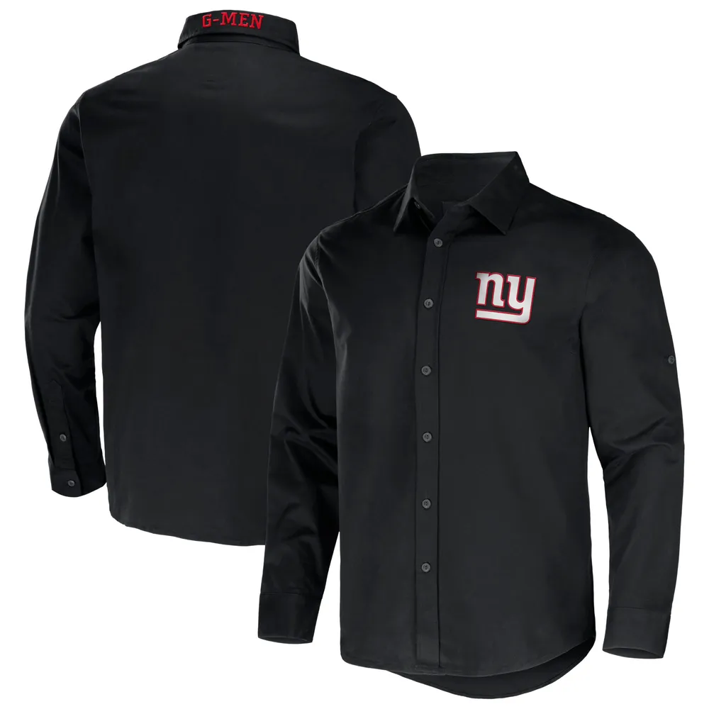 Men's Antigua Black/Gray New York Giants Carry Long Sleeve Button-Up Shirt