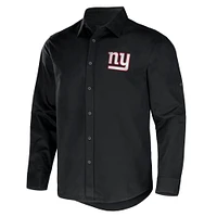 Collection NFL x Darius Rucker pour hommes par Fanatics Chemise boutonnée à manches longues en sergé convertible noire des New York Giants