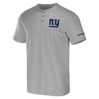 Collection NFL x Darius Rucker par Fanatics T-shirt gris chiné New York Giants Henley pour homme