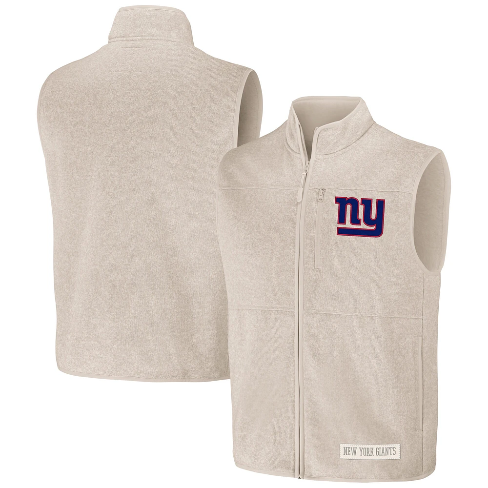 Gilet zippé pour homme de la collection NFL x Darius Rucker Fanatics Oatmeal New York Giants