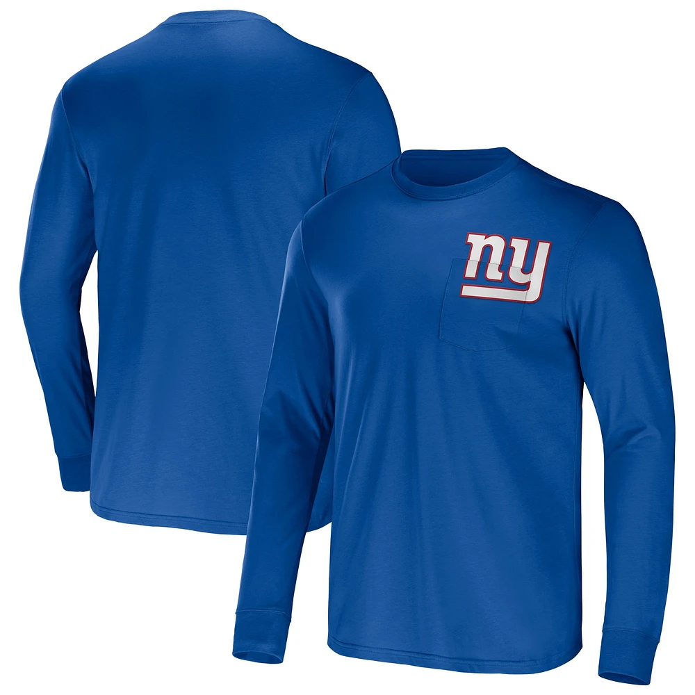 Collection NFL x Darius Rucker pour homme par Fanatics Royal New York Giants Team T-shirt à manches longues avec poche