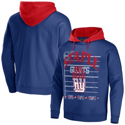 Men's NFL x Staple Blue New York Giants Throwback Vintage Wash Pullover Hoodie