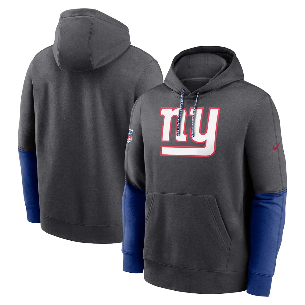 Sweat à capuche Nike Anthracite New York Giants 2024 Sideline Club pour homme